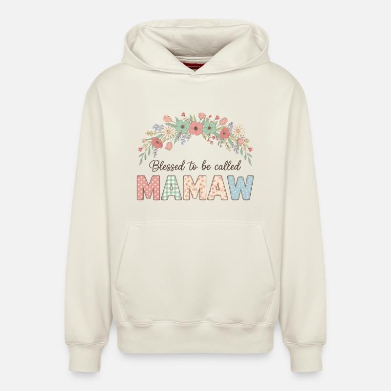 Bénie d’être appelée Mamaw - Sweat à capuche unisexe décontracté en coton biologique – de SPREAD - blanc cassé