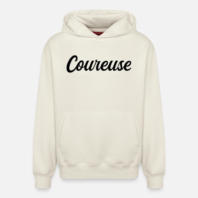 Coureuse - Sweat à capuche unisexe décontracté en coton biologique – de SPREAD - blanc cassé