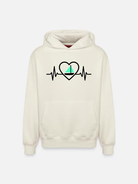 Heart Sailing – Passion Boat - Relaxed Unisex Organic Hoodie – by SPREAD - off white