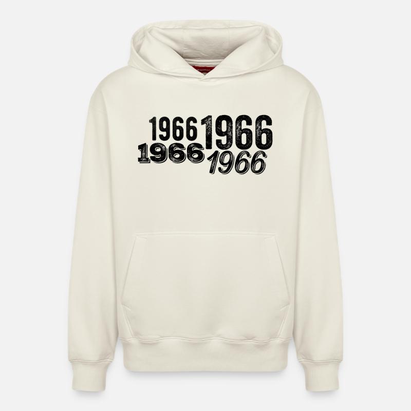 1966 - Sweat à capuche unisexe décontracté en coton biologique – de SPREAD - blanc cassé