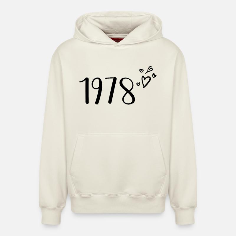 1978 - Sweat à capuche unisexe décontracté en coton biologique – de SPREAD - blanc cassé