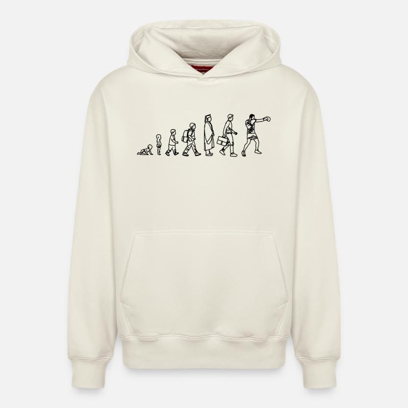 Boxen Evolution - Relaxed Unisex Organic Hoodie – von SPREAD - Naturweiß