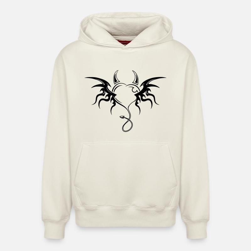 coeur de diable  - Sweat à capuche unisexe décontracté en coton biologique – de SPREAD - blanc cassé