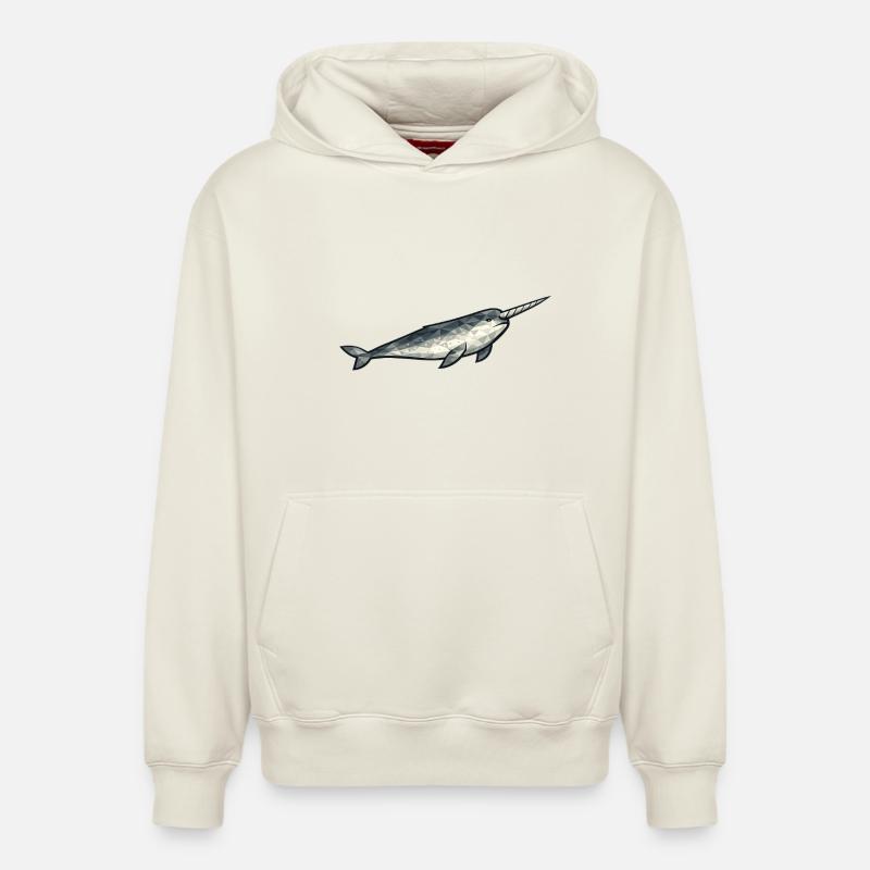 Polygone géométrique du narval - Sweat à capuche unisexe décontracté en coton biologique – de SPREAD - blanc cassé