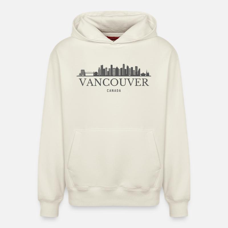 Vancouver Canada, silhouette de Vancouver - Sweat à capuche unisexe décontracté en coton biologique – de SPREAD - blanc cassé