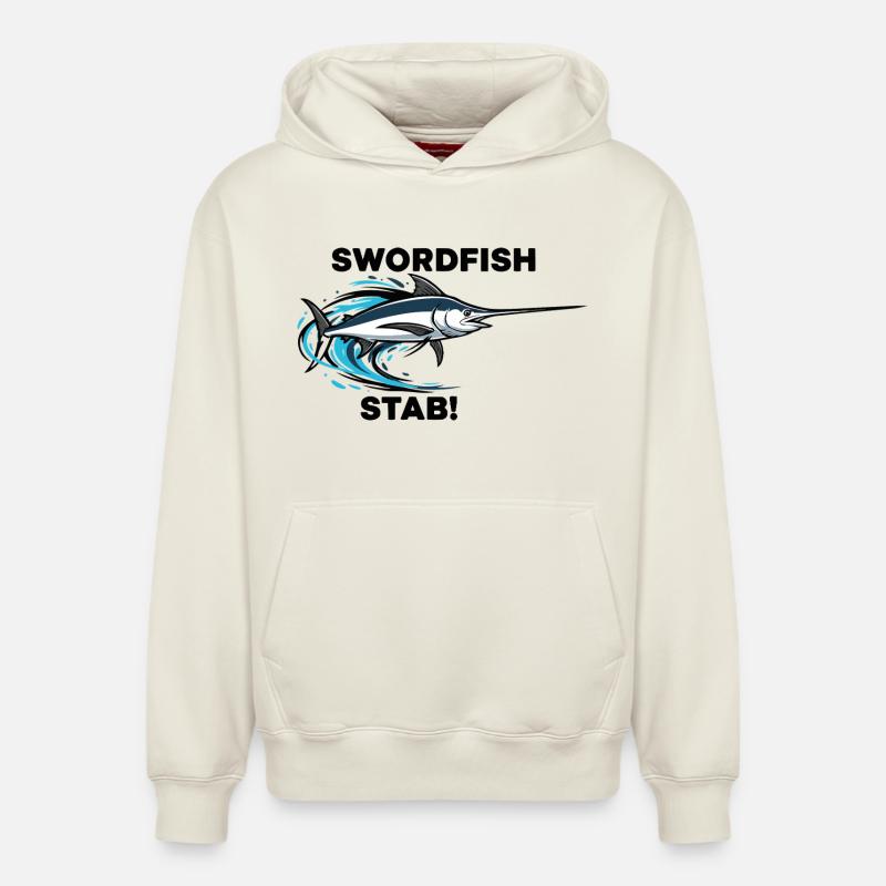 Espadon Stab Épée Mer Swordfish - Sweat à capuche unisexe décontracté en coton biologique – de SPREAD - blanc cassé