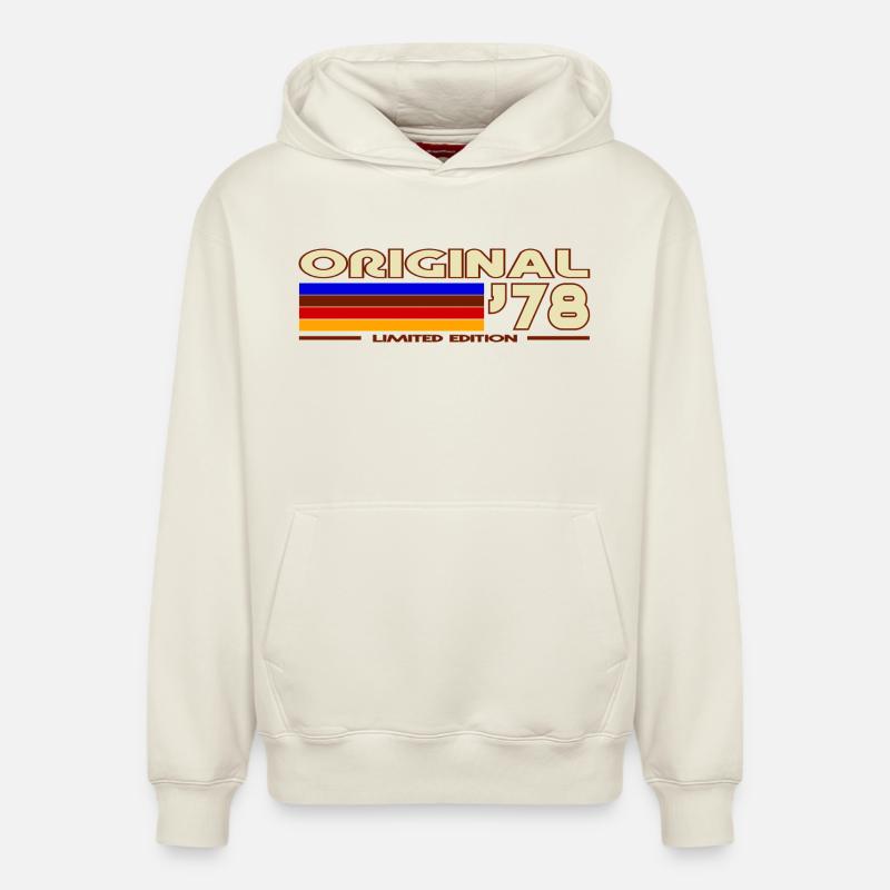 Original 78 Rétro Arcenciel - Sweat à capuche unisexe décontracté en coton biologique – de SPREAD - blanc cassé