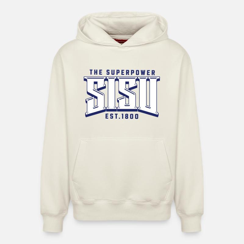 Impression du logo Content Superpower - Sweat à capuche unisexe décontracté en coton biologique – de SPREAD - blanc cassé