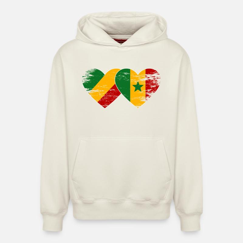Drapeau Congo-Sénégal utilisé - Sweat à capuche unisexe décontracté en coton biologique – de SPREAD - blanc cassé