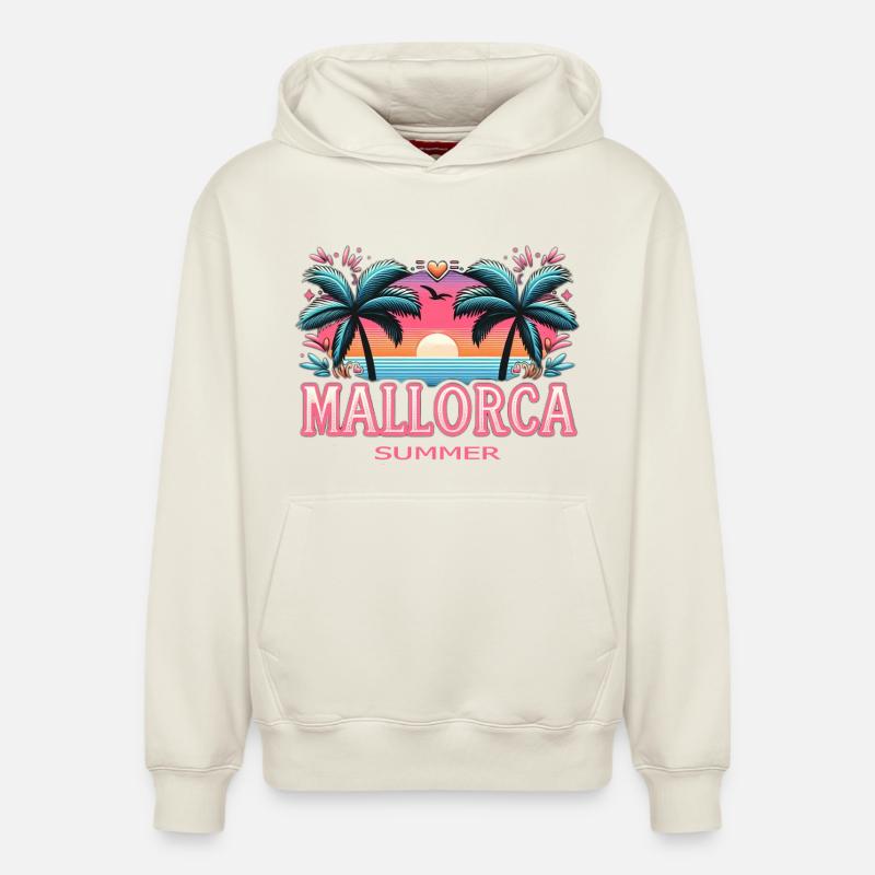 Majorque - Sweat à capuche unisexe décontracté en coton biologique – de SPREAD - blanc cassé