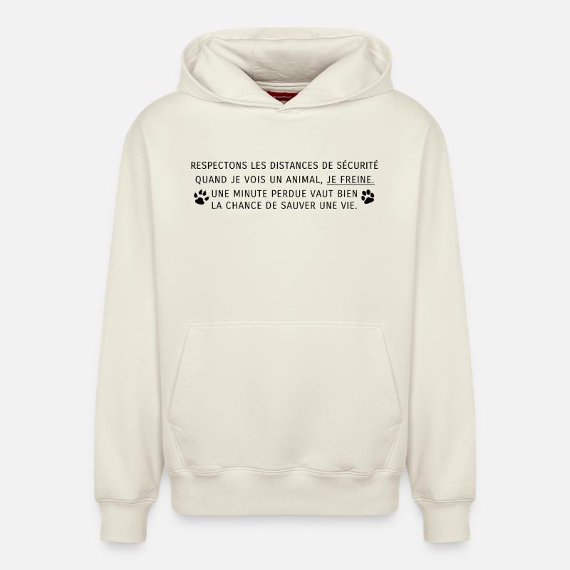 Respectons les distances de sécurité - Sweat à capuche unisexe décontracté en coton biologique – de SPREAD - blanc cassé