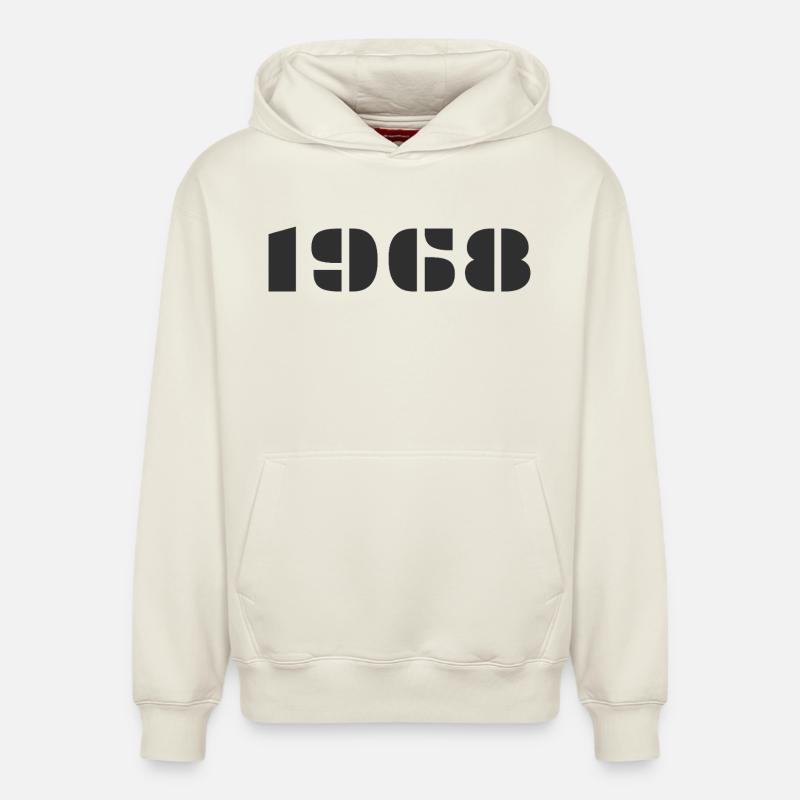 1968 - Sweat à capuche unisexe décontracté en coton biologique – de SPREAD - blanc cassé