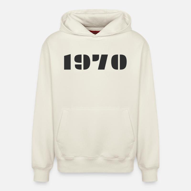 1970 - Sweat à capuche unisexe décontracté en coton biologique – de SPREAD - blanc cassé