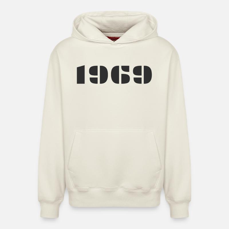 1969 - Sweat à capuche unisexe décontracté en coton biologique – de SPREAD - blanc cassé