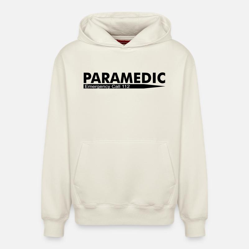 Appel d'urgence paramédical 112 - Sweat à capuche unisexe décontracté en coton biologique – de SPREAD - blanc cassé