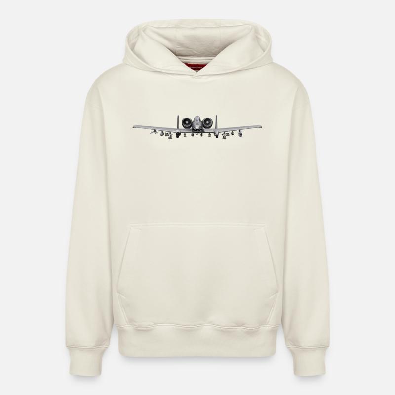 avion de chasse A-10 - Sweat à capuche unisexe décontracté en coton biologique – de SPREAD - blanc cassé