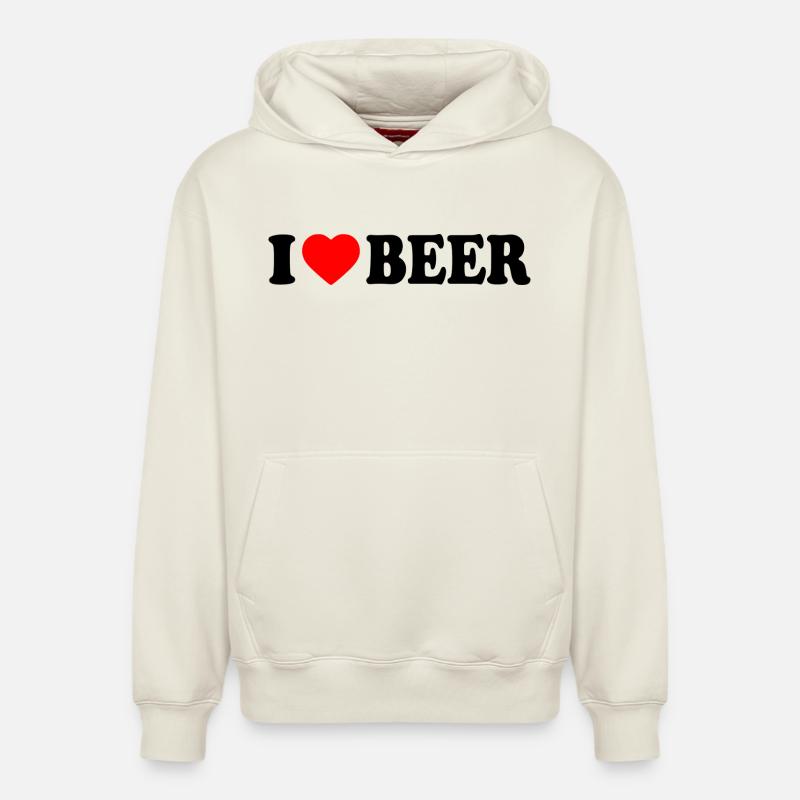 J’adore la bière - Sweat à capuche unisexe décontracté en coton biologique – de SPREAD - blanc cassé