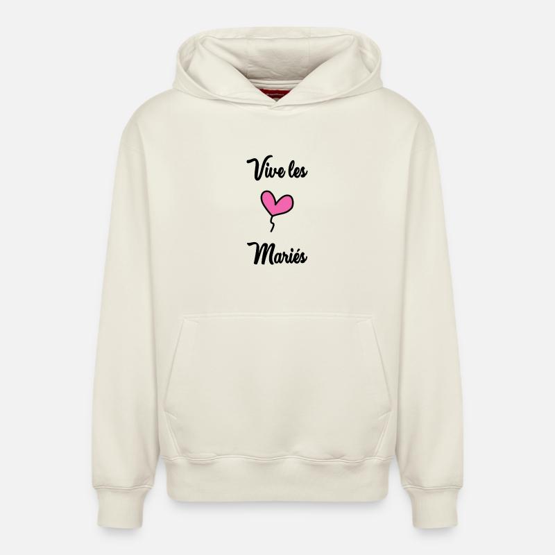 VIVE LES MARIES - Sweat à capuche unisexe décontracté en coton biologique – de SPREAD - blanc cassé