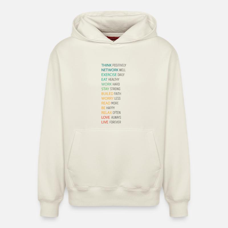 THINK POSITIVE - Sweat à capuche unisexe décontracté en coton biologique – de SPREAD - blanc cassé