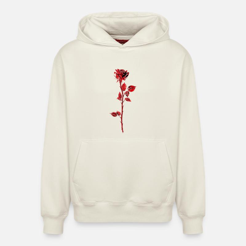 Illustration d’anémone rose pourpre - Sweat à capuche unisexe décontracté en coton biologique – de SPREAD - blanc cassé