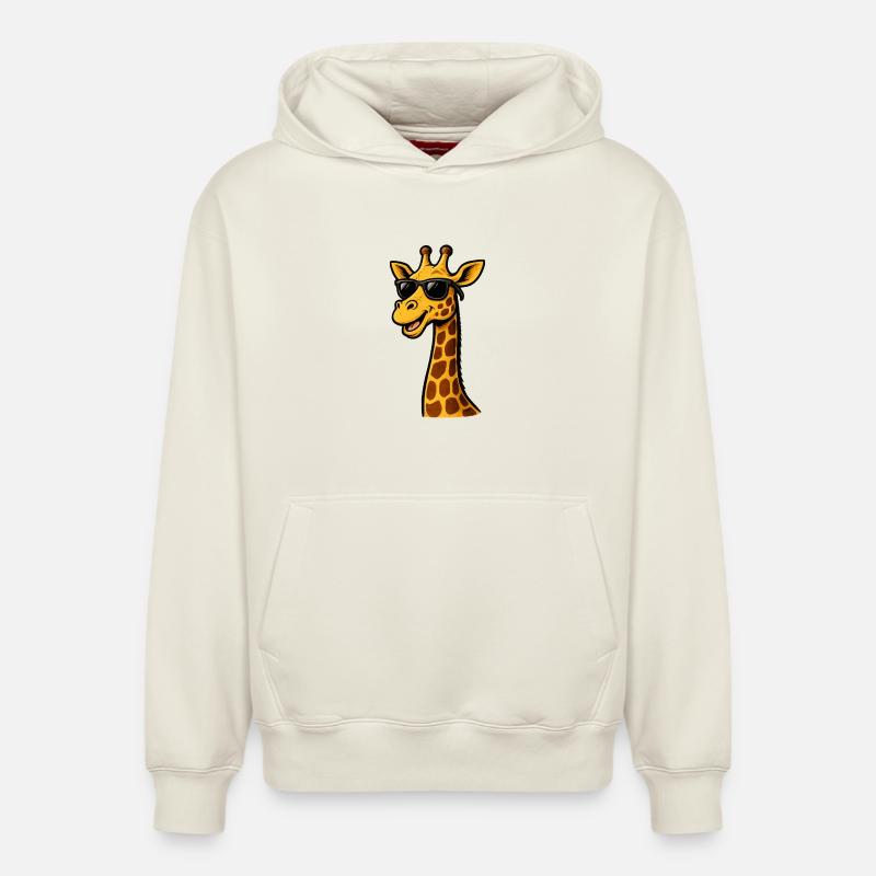 Girafe avec lunettes de soleil - Sweat à capuche unisexe décontracté en coton biologique – de SPREAD - blanc cassé