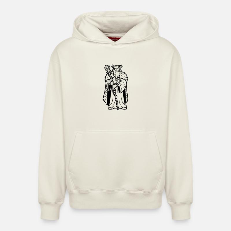 Druide - Sweat à capuche unisexe décontracté en coton biologique – de SPREAD - blanc cassé
