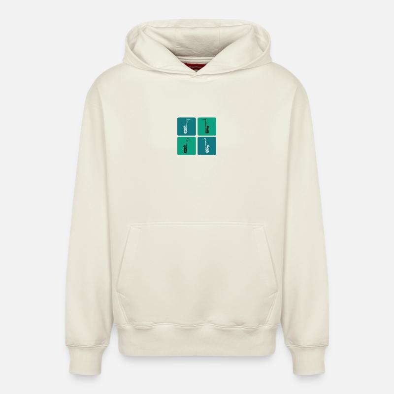 Design de saxophone - Sweat à capuche unisexe décontracté en coton biologique – de SPREAD - blanc cassé