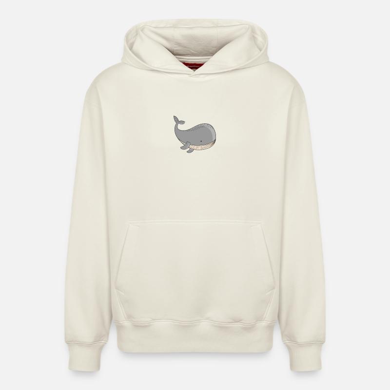 Baleine - Sweat à capuche unisexe décontracté en coton biologique – de SPREAD - blanc cassé