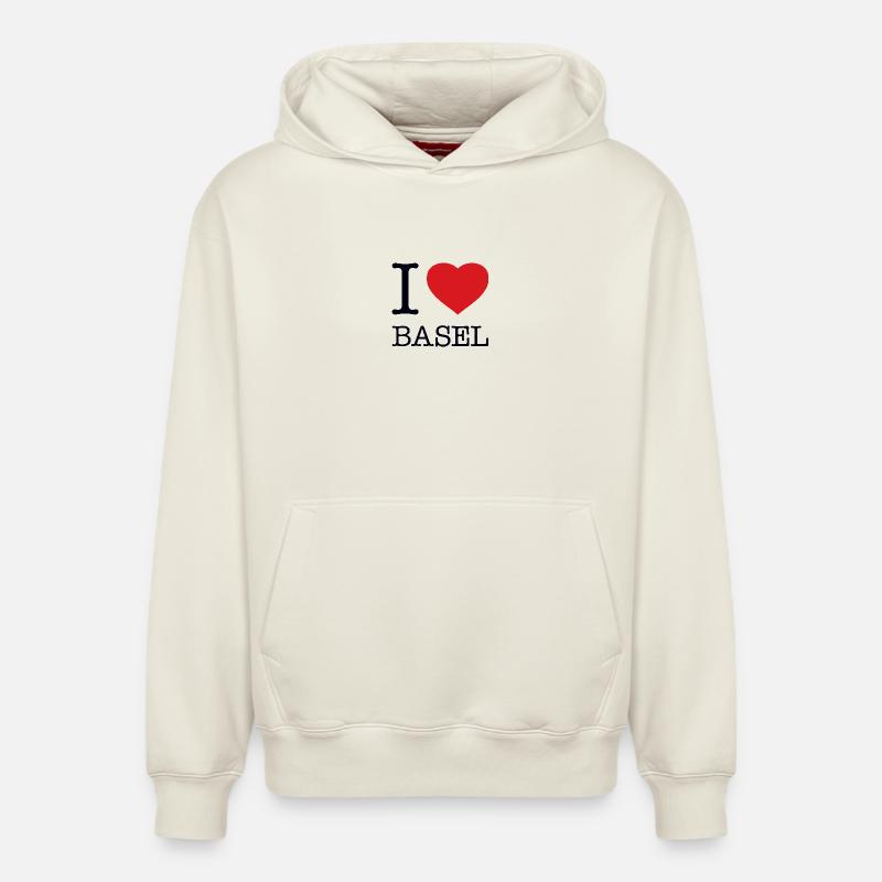 J’ADORE BÂLE - Sweat à capuche unisexe décontracté en coton biologique – de SPREAD - blanc cassé