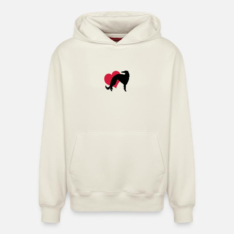 Barzoï mon amour - Sweat à capuche unisexe décontracté en coton biologique – de SPREAD - blanc cassé