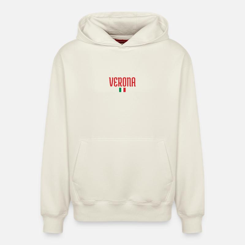Drapeau de Vérone-Italie - Sweat à capuche unisexe décontracté en coton biologique – de SPREAD - blanc cassé