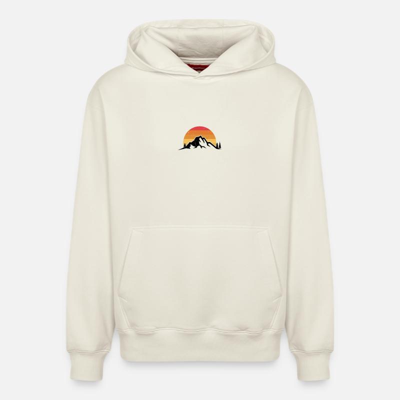 Sunset Ridge Silhouette - Sweat à capuche unisexe décontracté en coton biologique – de SPREAD - blanc cassé