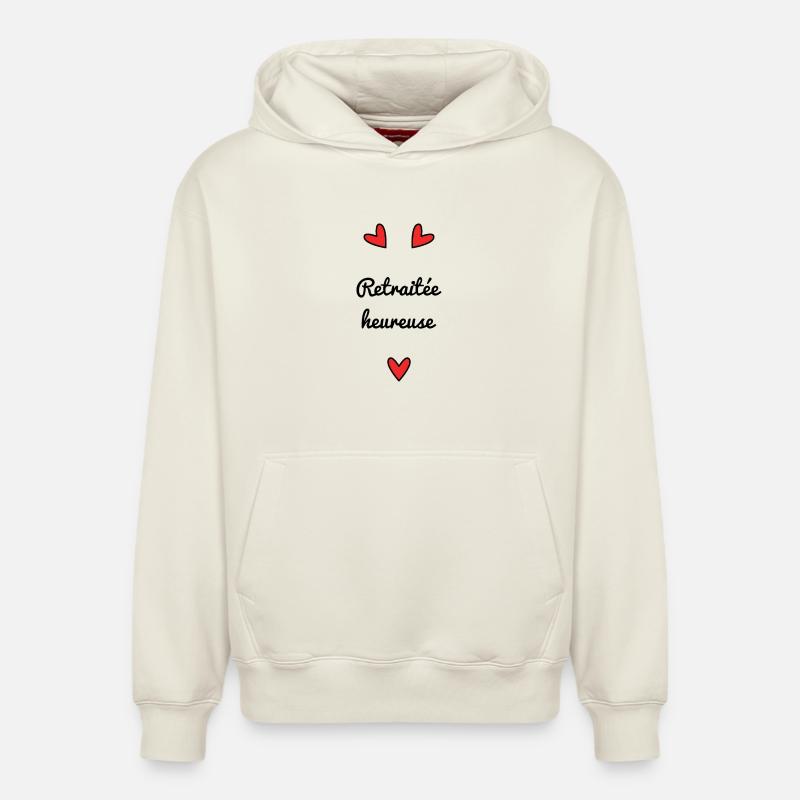 RETRAITEE. RETRAITE. BONNE RETRAITE - Sweat à capuche unisexe décontracté en coton biologique – de SPREAD - blanc cassé