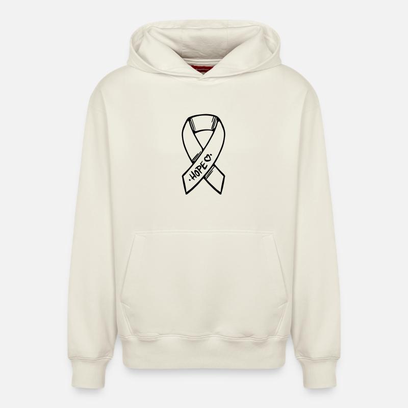 Loop Hope Cancer - Sweat à capuche unisexe décontracté en coton biologique – de SPREAD - blanc cassé