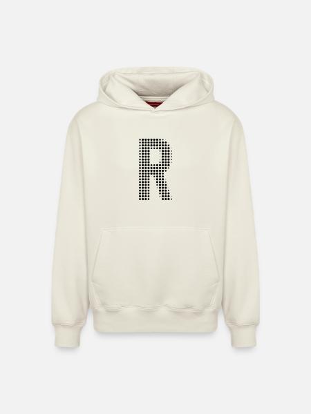 Letter R – Dot Pattern Initial Design - Relaxed Unisex Organic Hoodie – by SPREAD - off white