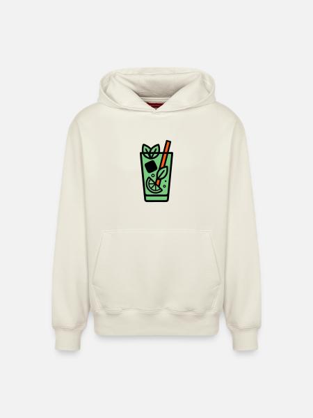 Icône du cocktail Mojito - Sweat à capuche unisexe décontracté en coton biologique – de SPREAD - blanc cassé