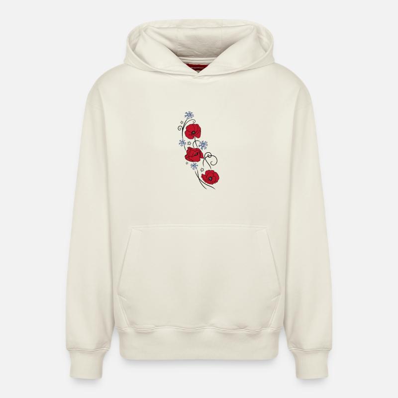 Coquelicots. Design d'été. - Sweat à capuche unisexe décontracté en coton biologique – de SPREAD - blanc cassé