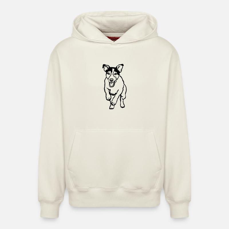 Jack Russell Terrier - Sweat à capuche unisexe décontracté en coton biologique – de SPREAD - blanc cassé