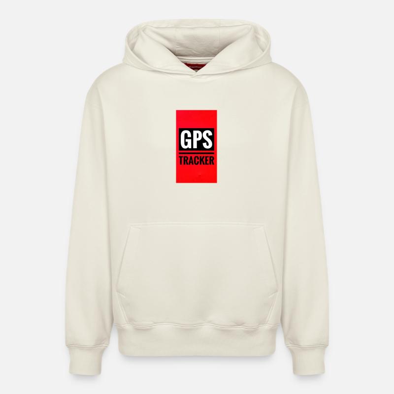 Style d’affiche de suivi GPS - Sweat à capuche unisexe décontracté en coton biologique – de SPREAD - blanc cassé