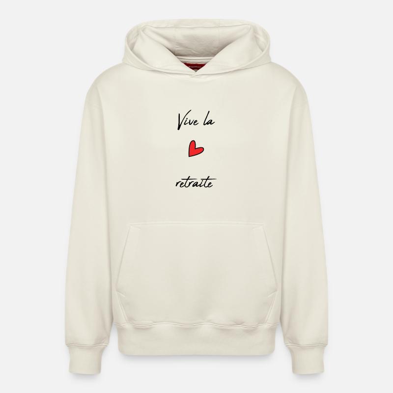 RETRAITE. RETRAITE. RETRAITEE. BONNE RETRAITE - Sweat à capuche unisexe décontracté en coton biologique – de SPREAD - blanc cassé