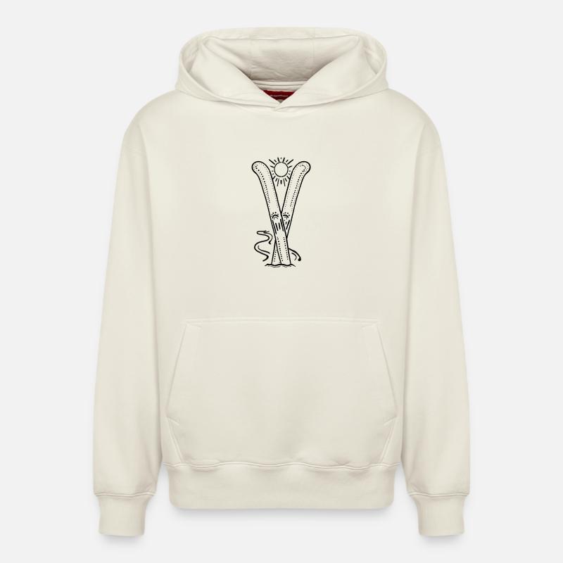Skis avec soleil - Sweat à capuche unisexe décontracté en coton biologique – de SPREAD - blanc cassé