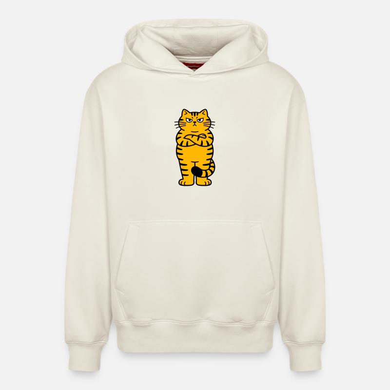 chagrijnige kat comic - Sweat à capuche unisexe décontracté en coton biologique – de SPREAD - blanc cassé
