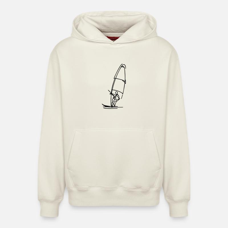 Dessin de planchiste à voile - Sweat à capuche unisexe décontracté en coton biologique – de SPREAD - blanc cassé