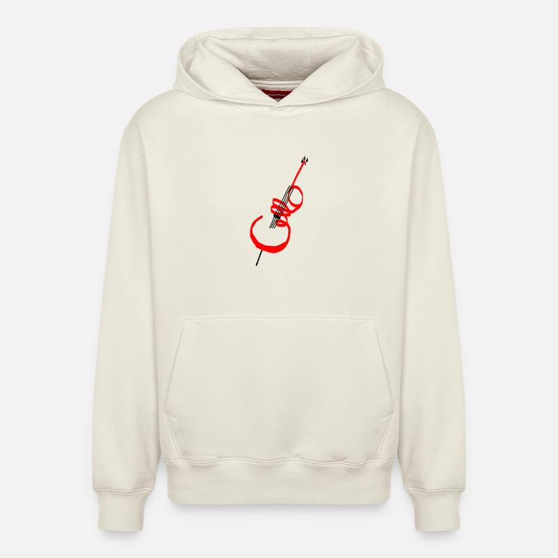 Lettrage violoncelle rouge - Sweat à capuche unisexe décontracté en coton biologique – de SPREAD - blanc cassé