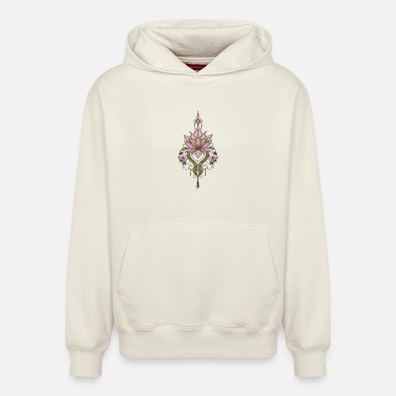 Belle fleur de lotus - Sweat à capuche unisexe décontracté en coton biologique – de SPREAD - blanc cassé