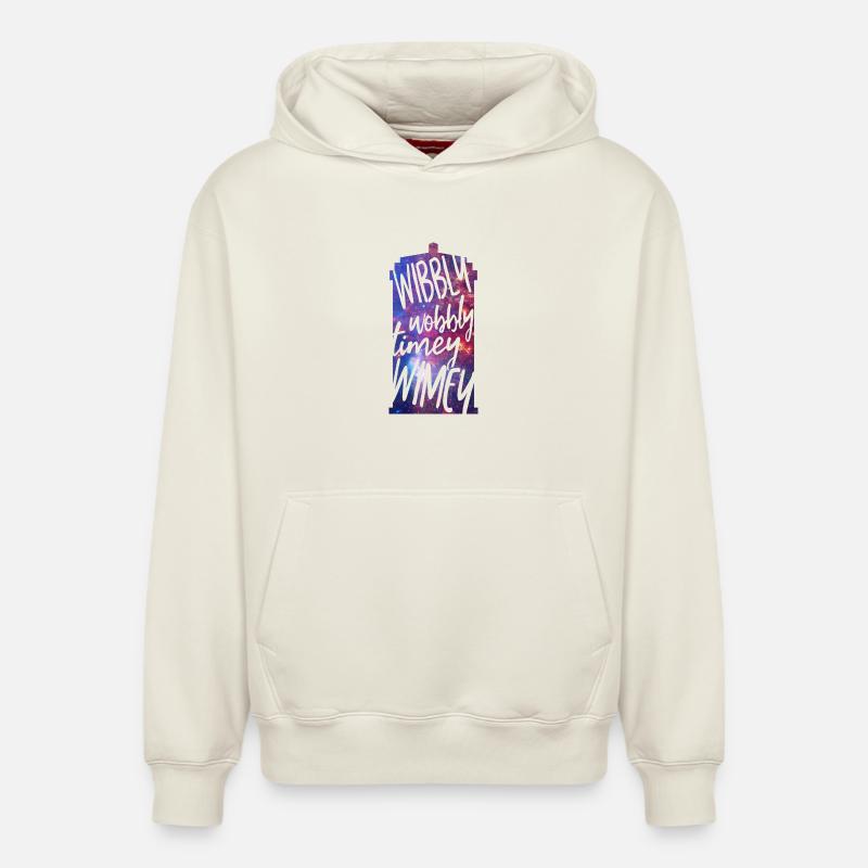 Wibbly Wobbly Timey WImey - Sweat à capuche unisexe décontracté en coton biologique – de SPREAD - blanc cassé