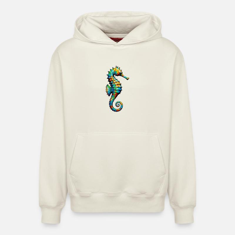 Hippocampe - Sweat à capuche unisexe décontracté en coton biologique – de SPREAD - blanc cassé