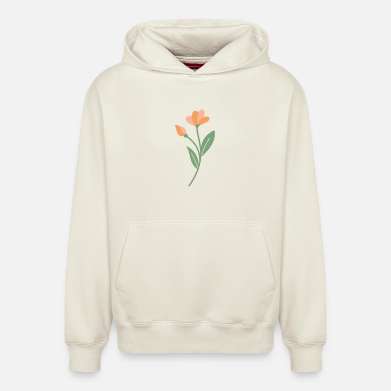 Fleur - Sweat à capuche unisexe décontracté en coton biologique – de SPREAD - blanc cassé
