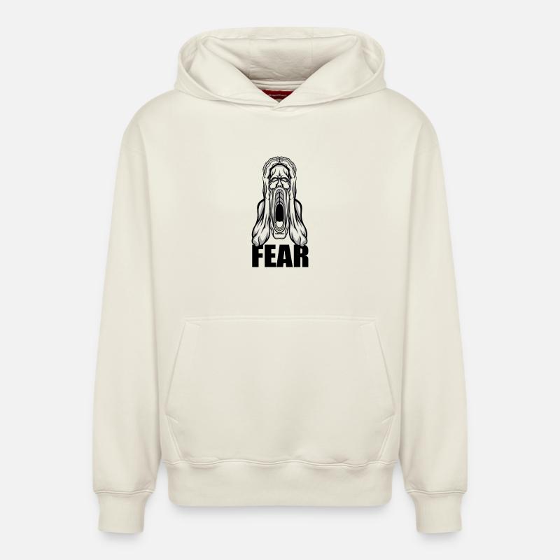 Peur - Sweat à capuche unisexe décontracté en coton biologique – de SPREAD - blanc cassé