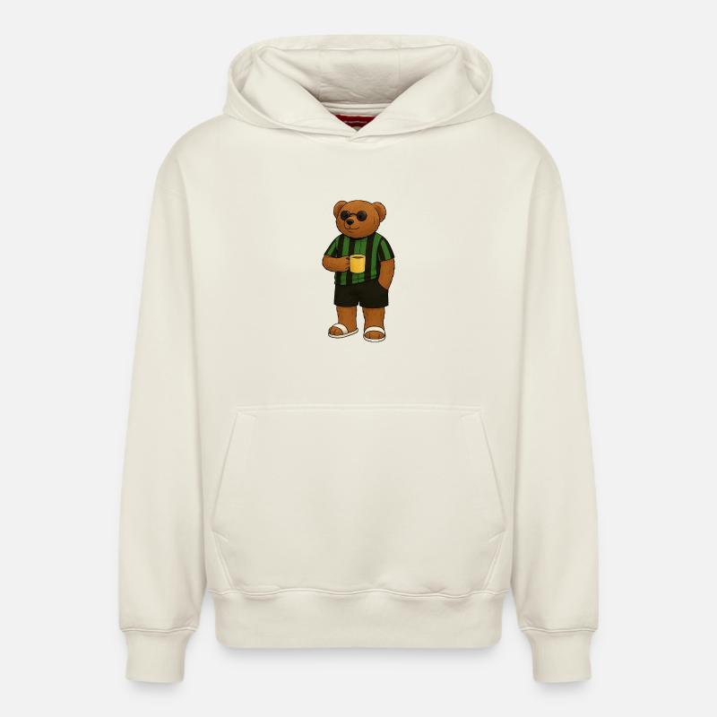 Ours vert-noir - Sweat à capuche unisexe décontracté en coton biologique – de SPREAD - blanc cassé